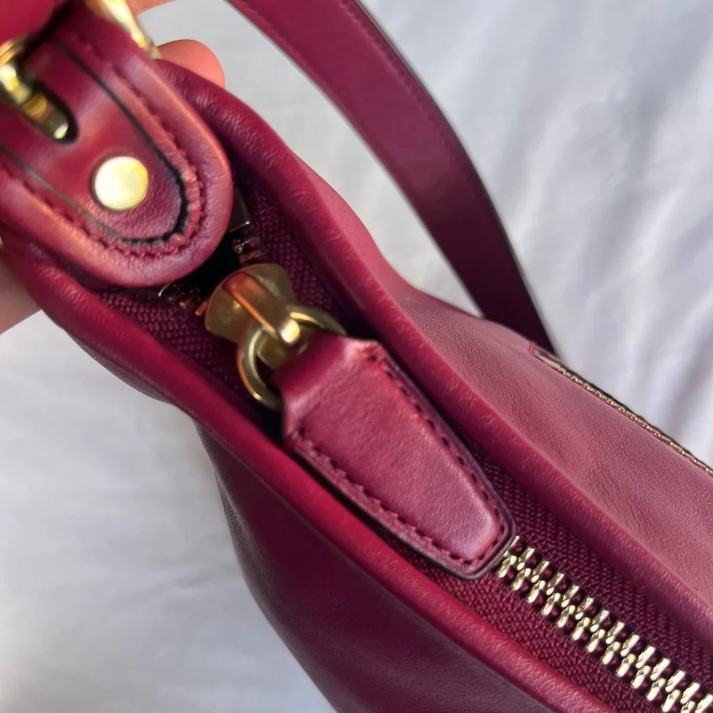 Coach Legacy East West Duffel 25355 Burgundy Leather Bag with Gold Hardware